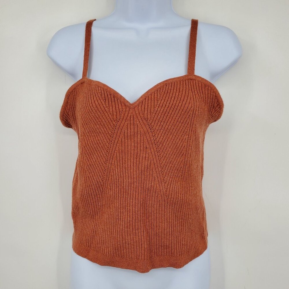 Wild‎ Fable Women's Burnt Orange V Neck Sleeveless Cami Sweater Top Shirt Large